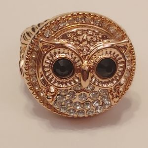 NWOT Rose Goldtone Owl Ring w/ 18mm Snap sz 8-10.5